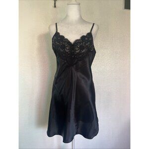 VINTAGE Nordstrom Slip Dress Lingerie Women’s Size Medium Black Lace Trim Short